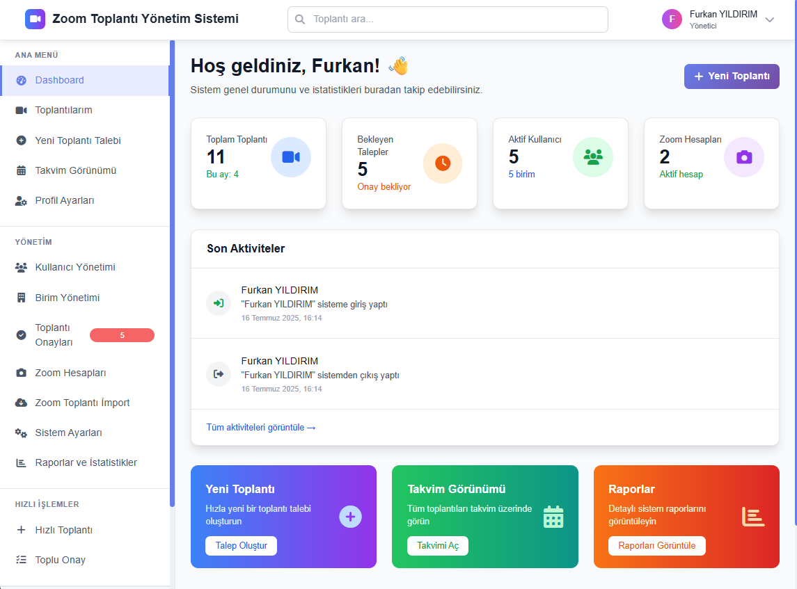 Zoom Meeting Management System